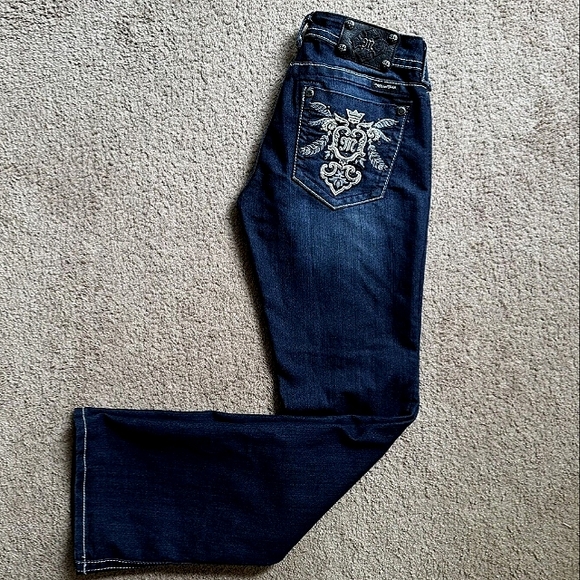 Miss Me Embellished Boot Cut Dark Wash Jeans Size 28 - Picture 3 of 5